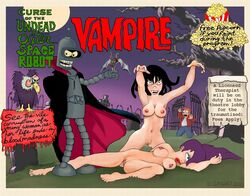 amy_wong bender_bending_rodriguez breasts female futurama human male movie_poster outlawart philip_j_fry robot turanga_leela vampire