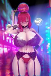 3d_(artwork) armpits hecatia_lapislazuli huge_ass huge_breasts koikatsu lingerie mokomoko1gou thick_thighs touhou wide_hips