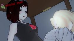 1futa 2girls 3d animated black_hair blowjob blue_eyes bottomless collaborative_fellatio fellatio female futa_on_female futanari glynda_goodwitch green_eyes infected_heart mature_female milf moaning mp4 ruby_rose rwby short_hair sound tagme threesome video voice_acted watermark winter_schnee younger_futanari