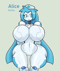 1girls alice_(mr.ctm) big_breasts bimbo bimbo_robot_girl blue_eyes blue_hair breasts completely_nude completely_nude_female curvy cute female female_only gigantic_breasts hips hourglass_figure huge_breasts huge_hips huge_thighs large_breasts long_hair massive_breasts matching_hair/eyes mr.ctm naked naked_female nude nude_female nurse nurse_cap original original_character pussy robot robot_girl sex_robot sexbot smile solo solo_female tasteofchoklit thick_thighs thighs wide_hips