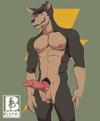 absurd_res anthro armpit_hair body_hair buddy_thunderstruck_(character) buddy_thunderstruck_(series) bulge canid canine canine_penis canis clothing domestic_dog erect_penis erection gay genitals hi_res hunting_dog knot knotted_canine_penis knotted_penis lingerie male male_only mammal mr.brapion muscular naked naked_male netflix nipples nude penis rat_terrier solo terrier