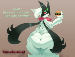 ass ass_focus big_ass bottom_heavy burger chanmattet huge_ass meowscarada pokemon pokemon_(species) pokemon_only pokemon_sv tagme weight_gain