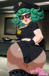 1girls ass ass_cheeks big_breasts blush boobs breasts clothed female female_only fishnets gloves looking_at_viewer looking_back one-punch_man pk-studios police police_uniform policewoman solo sunglasses tagme tatsumaki thick_thighs thighhighs tits