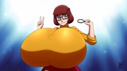 big_breasts breasts_bigger_than_head clothed female female_only giant_breasts huge_breasts scooby-doo velma_dinkley ydbunny