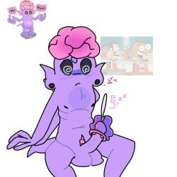 bad_anatomy dick my_singing_monsters purple_skin sleptcoralz solo sucking theremind what