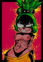 breasts breasts_out furry furry_breasts green_hair idw_comics idw_publishing mobian_(species) muscular_female sega shafiri sonic_(series) sonic_the_hedgehog_(comics) sonic_the_hedgehog_(idw) sonic_the_hedgehog_(series) surge_the_tenrec