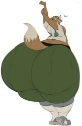 anthro ass big_ass big_butt bonzibonsai canid canine colossal_ass enormous_ass fox fox_ears fox_mccloud fox_tail gigantic_ass green_pants huge_ass huge_butt hyper_ass large_ass massive_ass nintendo open_mouth shirt star_fox tail thick_thighs thunder_thighs waking_up wide_hips yawn yawning