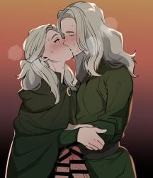 2boys a_song_of_ice_and_fire aegon_ii_targaryen aemond_targaryen brothers censored closed_eyes clothed frottage game_of_thrones house_of_the_dragon incest kissing long_hair_male male_focus male_only purple_eyes sweat yaoi