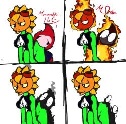 comedy comic comic_page comic_panel padhasnx plantie plants_vs_zombies plants_vs_zombies:_heroes solar_flare_(pvz) sunflower sunflower_(pvz) white_background