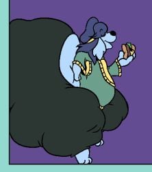 1girls anthro ass ass_on_wall belly blue_fur blue_hair burger canine canine canine_humanoid closed_eyes colossal_ass eating eating_food fat fawxen female female_focus female_only furry hairband hips hyper hyper_ass large_ass lita_(fawxen) overweight overweight_female side_view stomach thick_thighs thighs thunder_thighs wide_hips