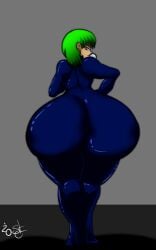 back_view bubble_butt fat_ass femboy hyper hyper_ass jase_wobblebottom latex latex_suit looking_at_viewer male male_only shaozchampion wobblesuit