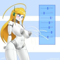 1:1 areola attribute_slider big_breasts blonde_hair blue_eyes blush bodily_fluids body_slider breast_expansion breasts cave_story curly_brace expansion female genitals hair hi_res huge_breasts humanoid lactating lactation looking_pleasured machine milk navel nipples nude open_mouth pussy robot robot_humanoid signature slider solo standing text thick_thighs topless white_body wide_hips zedrin