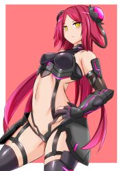 action_taimanin artist_request breasts chinese_girl female long_hair red_hair revealing_clothes shiny_skin small_breasts su_jinglei taimanin_(series) taimanin_suit very_long_hair wide_hips yellow_eyes