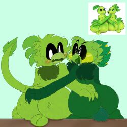 2boys embarrassed gay grabbing_ass male male_only non-human non-human_only peashooter_(pvz) plantie plants_vs_zombies reference_image sunder_(5oc) toony