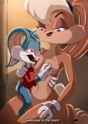 1boy 1boy1girl 1girls 2d accurate_art_style after_sex age_difference anoningen anthro anthro_on_anthro blue_body buster_bunny cub cub_on_adult female fur furry furry_female furry_male furry_only lagomorph larger_female lola_bunny looney_tunes male male/female male_cub older_woman_and_younger_boy rabbit_boy rabbit_girl smaller_male text tiny_toon_adventures young younger_male