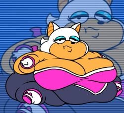 1girls anthro ass bat bat_wings belly blue_eyeshadow breasts cleavage doobus_goobus fat fawxen female female_focus female_only furry hips hyper hyper_ass hyper_breasts immobile immobilization large_ass large_breasts obese obese_female overweight overweight_female rouge_the_bat rouge_the_bat_(doobus_goobus) sega shortstack sonic_(series) sonic_the_hedgehog_(series) stomach thick_thighs thighs white_hair wide_hips