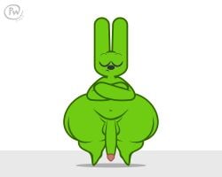 anthro anthro_bunny anthro_male anthro_only balls ballsack bonguitoweon bunny color colored front_view green_body green_penis hallmark hoops_&_yoyo male male_only naked naked_anthro naked_male nude nude_anthro nude_male penis rabbit solo solo_anthro solo_male thick_ass thick_thighs white_background yoyo_(hoops_&_yoyo)