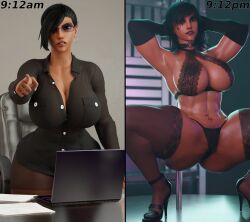 1girls 3d activision ass athletic athletic_female before_and_after big_ass big_breasts black_hair blender blizzard_entertainment breasts brown-skinned_female brown_body brown_eyes brown_hair brown_skin busty cleavage dark-skinned_female dark_skin egyptian egyptian_female fareeha_amari female female_focus fit fit_female heels high_heels hips huge_breasts human kaylzara lace large_ass large_breasts legs lingerie lips makeup middle_eastern middle_eastern_female muscular muscular_female office office_lady olive_skin open_legs overwatch overwatch_2 pantyhose pharah pole pole_dancing solo stockings thick thick_ass thick_legs thick_thighs thighs toned toned_female upper_body waist wide_hips