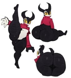 anthro ass ava_(sssonic2) bottomless demon featureless_crotch female flat_chest horns huge_ass one_leg_up pear-shaped_figure pear_shaped pear_shaped_female sssonic2 thick_thighs wide_hips