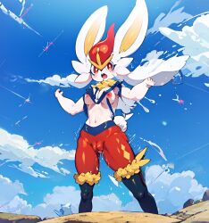 ai_generated anthro cinderace female_cinderace furry game_freak generation_8_pokemon pixai pokemon pokemon_(species) tagme water_splash