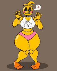 1girls 2d 2d_(artwork) angry animatronic beakless bib big_ass big_breasts big_butt bottom_heavy breasts clothing female five_nights_at_freddy's five_nights_at_freddy's_2 hi_res humanoid hyenalattes machine panties robot scottgames solo thick_thighs toy_chica_(fnaf) underwear wide_hips yellow_body