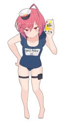 alcoholic_drink bulge ca_ligula_(extendzamonas) femboy flat_chest indie_virtual_youtuber kurameki_kyou kuramekira otoko_no_ko pink_hair ponytail second-party_source sukumizu swimsuit twink virtual_youtuber