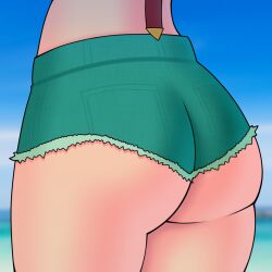 1girls ass ass_focus bubble_butt female female_only kasumi_(pokemon) mwxxxart pokemon short_shorts shorts solo thick_thighs