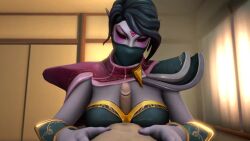 3d animated breasts cleavage dota dota_2 dress lanaya looking_at_viewer paizuri pov sfm skeletron27 source_filmmaker tagme templar_assassin video