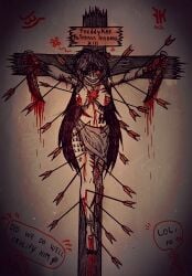 black_hair crucifixion freddyker gore guro pain