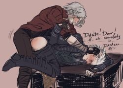 2boys absurd_res dante devil_may_cry devil_may_cry_5 grab incest male male/male moan moaning rape sex text vergil yaoi