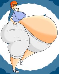 1girls ass bbw belly ben_10 big_ass big_belly big_breasts breasts cgkey1 fat female gwen_tennyson huge_ass huge_belly obese orange_hair overweight pregnant ssbbw thick_thighs thunder_thighs