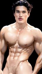 31fr0sty abs actor ai_generated asian asian_male biceps big_chest big_pecs biracial biracial_male bulging_biceps celebrity charles_melton east_asian east_asian_male huge_chest huge_pecs male male_only muscles muscular muscular_male pecs penis_peek real_person smooth_chest smooth_skin