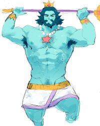 armpit_hair bara beard chest_hair crown facial_hair male male_only muscles muscular poptropica poseidon poseidon_(poptropica) shirtless solo solo_male tora_gy trident