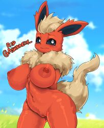 2020s 2022 absurd_res anthro anthrofied ashraely ass big_breasts blush bodily_fluids breasts canid canine copypasta curvy_figure digital_media_(artwork) eeveelution female female_anthro female_pokemon flareon fur genitals glistening glistening_body hair hi_res hourglass_figure huge_breasts innie_pussy looking_at_viewer mammal nintendo nipples nude open_mouth pokemon pokemon_(species) pokemorph pussy simple_background smile solo thick_thighs voluptuous wide_hips