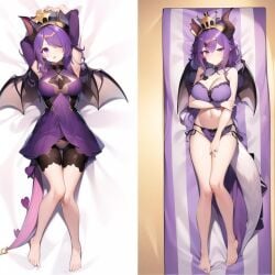 1girls ai_generated ai_mirror bed breasts dakimakura horns purple_clothing roblox roblox_game sylvia_(tower_heroes) tagme tail tower_heroes white_skin wings