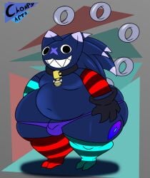 2023 anthro arm_warmers armwear belly biped black_eyes bulge chain_chomp clothed clothing collar fan_character fat front_view geometric_background glixon_(kionenarts) gloves grey_background grin hair handwear hi_res huge_hips huge_thighs ineffective_clothing kionenarts legwear male mario_(series) mostly_nude navel nintendo overweight pantsless pattern_arm_warmers pattern_armwear pattern_clothing pattern_legwear pattern_stockings short_stack simple_background smile solo spiky_hair standing stockings striped_arm_warmers striped_armwear striped_clothing striped_legwear striped_stockings stripes tail thick_thighs thong thong_only tight_thong tight_underwear toothy_grin topless underwear underwear_only unusual_anatomy unusual_tail