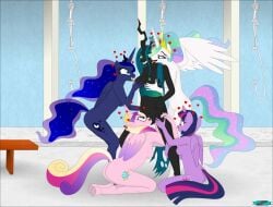 anthro breast_lick breast_play breasts cunnilingus fab3716 female female/female friendship_is_magic genitals group group_sex hasbro hi_res licking my_little_pony nude oral princess_cadance_(mlp) princess_celestia_(mlp) princess_luna_(mlp) princess_twilight_sparkle_(mlp) pussy queen_chrysalis_(mlp) sex tongue tongue_out twilight_sparkle_(mlp) vaginal_penetration