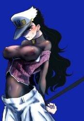 1girls artist_request black_hair breasts diamond_is_unbreakable female female_jotaro female_only hat human jojo's_bizarre_adventure jotaro_kujo light-skinned_female light_skin long_hair rule_63 shounen_jump tagme