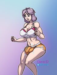 1futa bulge critiq-d futanari huge_cock kara_(critiq-d) purple_hair tagme