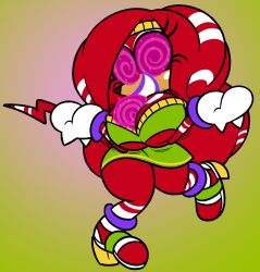 brainwashing ear_piercing frost-lock high_heels huge_breasts hypnosis knora_the_echidna knuckles_the_echidna long_hair pink_eyes pink_lipstick red_hair rule_63 solo solo_female sonic_(series) tikal_the_echidna_(cosplay)