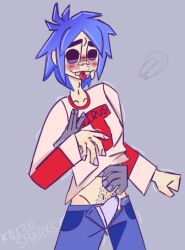 2d_(gorillaz) anonymous blue_hair fondling fully_clothed gorillaz groping groping_from_behind male_only questionable_consent