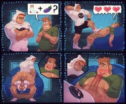 balls bara big_balls big_penis blush boner craig_of_the_creek crossed_arms elder_barry_(craig_of_the_creek) erection footjob gay hoodie k_jukesnsfw kidde_jukes male male_only muscles muscular pants_down pantsless pecjob penis randy_(craig_of_the_creek) shirt shirt_up socks