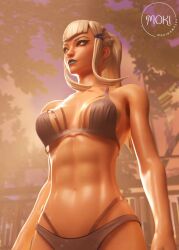 bikini bikini_bottom bikini_top bottom_view buff different_angle fortnite fortnite:_battle_royale hair hair_ornament mizuki_(fortnite) mokinawa pose posing