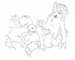 anthro big_blue_bubble duo genitals hi_res holding_partner human licking line_art male male/male mammal monochrome monster my_singing_monsters oral pangolin penile penis penis_lick ratfuckqor5 sex size_difference strombonin strombonin_(my_singing_monsters) taur teasing tongue tongue_out