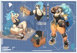 armpits blue_hair bottom_heavy character_sheet donaught huge_ass huge_hips huge_thighs long_hair nipple_bulge nipples_visible_through_clothing original original_character red_eyes shortstack tagme thick_thighs very_long_hair wide_hips