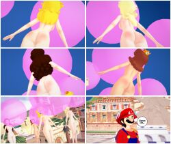 1boy 3d 4girls ass breasts female knockwolf male mario mario_(series) multiple_girls nude outdoors pauline princess_daisy princess_peach princess_rosalina pussy super_mario_bros. super_mario_sunshine