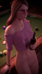 1girls 3d akkonsfw beer bottomless female full_color life_is_strange no_penetration pussy rachel_amber self_upload solo solo_female tagme