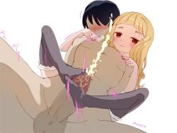 1boy 1girls age_difference clothed_female_nude_male cumming_together erect_penis femdom footjob footjob_from_behind game_cg level_drain level_drain_(askot) malesub nipple_play nipple_rub nipple_stimulation stockings toukaidou two-footed_footjob