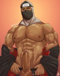 akatsuki_(naruto) balls bara big_penis boner chest_hair erection kakuzu male male_only mask muscles muscular naruto ninja_mask partially_clothed penis solo solo_male stitches zartzy