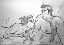 dick_gumshoe gyakuten_saiban male male_only multiple_males naruhodou_ryuuichi yaoi